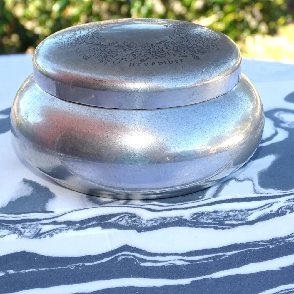 Vintage Kirk Stieff Pewter Velvet Lined Trinket Box